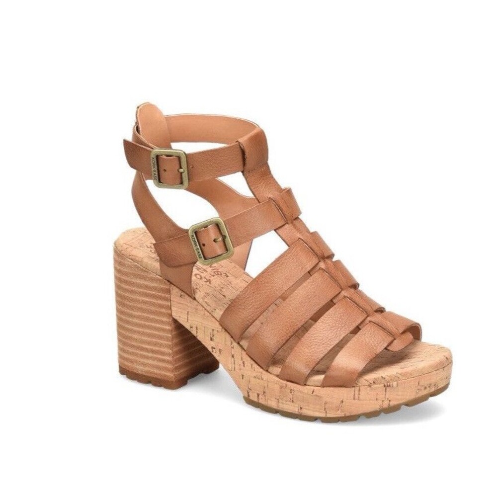 Kork Ease Women's Camille Cognac Strap buckle Heeled Sandal Sz 10 Gladiator